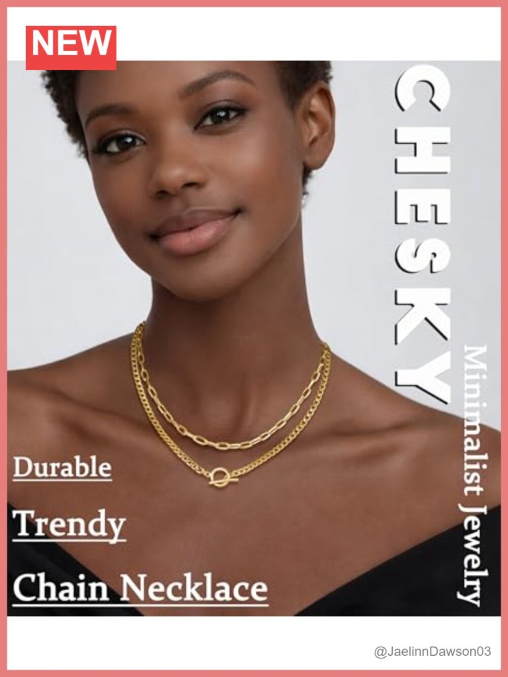 14k Gold Plated Layered Chain Necklace | Cuban Link & Paperclip Chain, Toggle